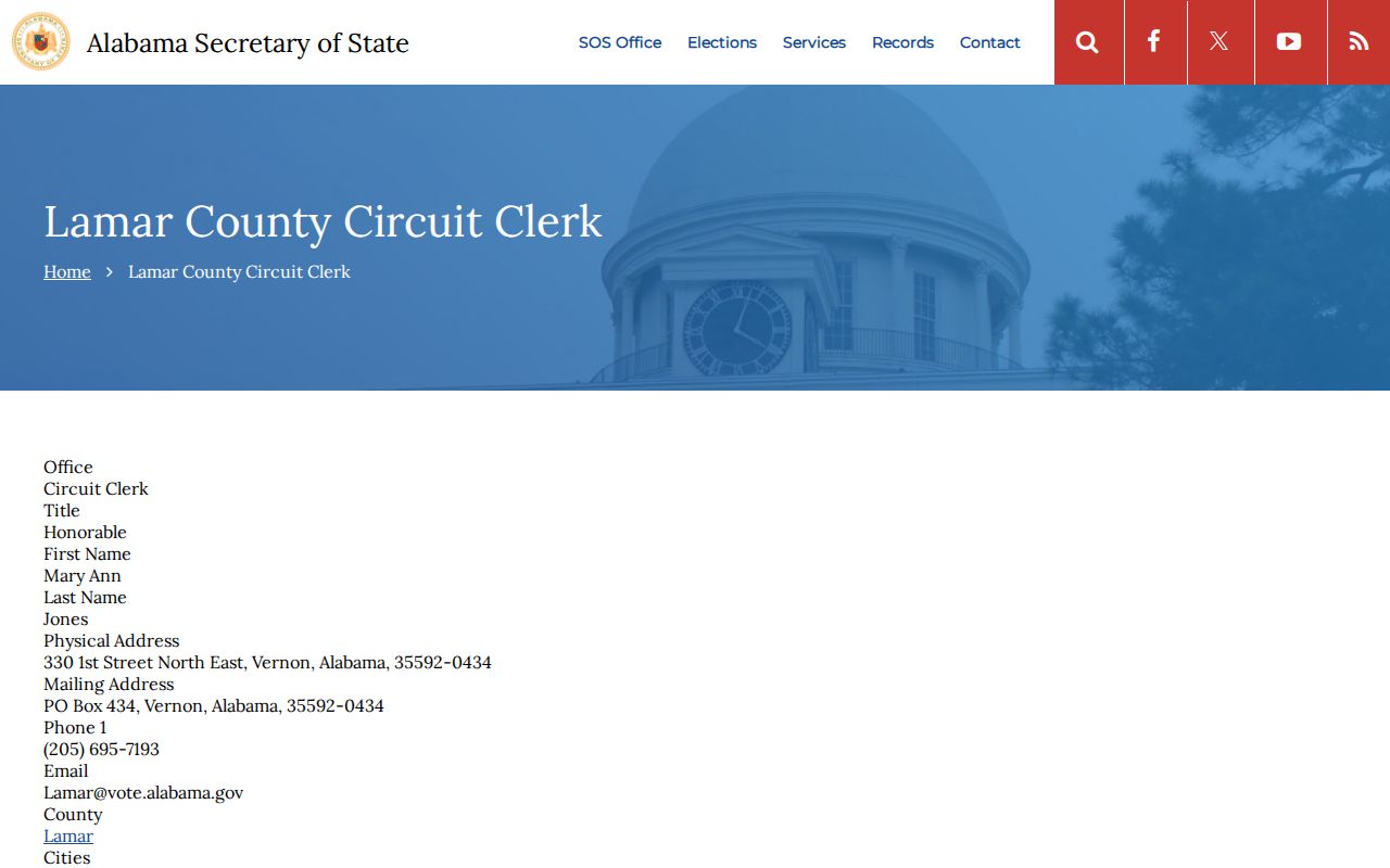 Lamar County Circuit Clerk records Secretary of State profile