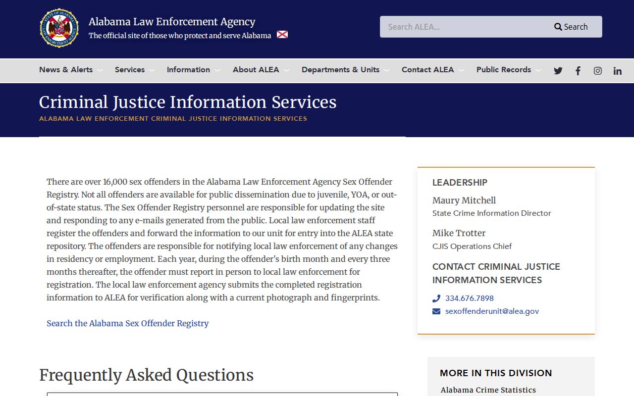 Lamar County arrest records ALEA sex offender registry information source