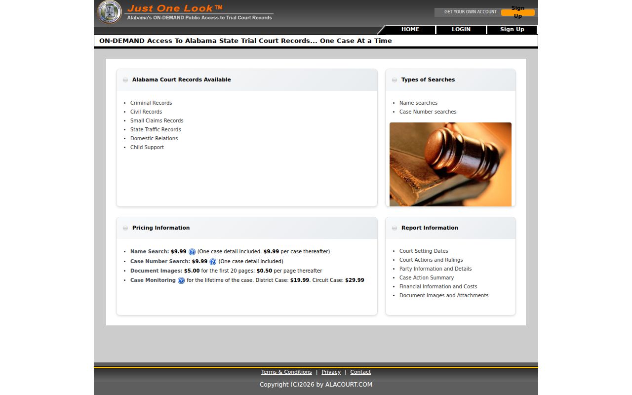 Lamar County court records Alacourt ACCESS trial court records portal