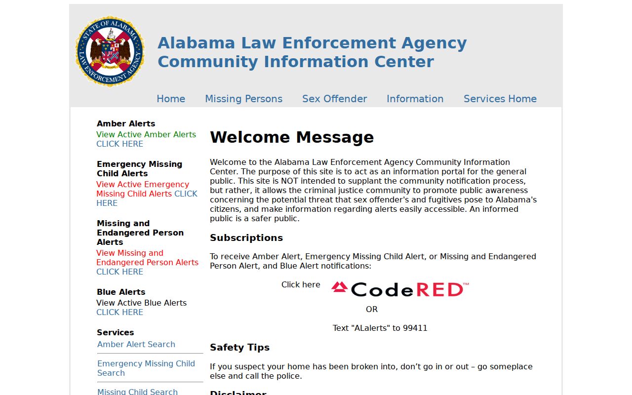 Lamar County inmate records ALEA Community Information Center registry search