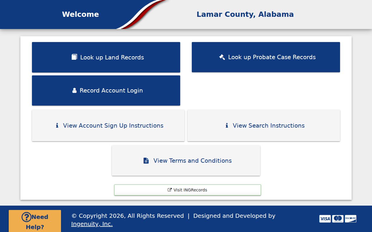 Lamar County probate records online services lookup page