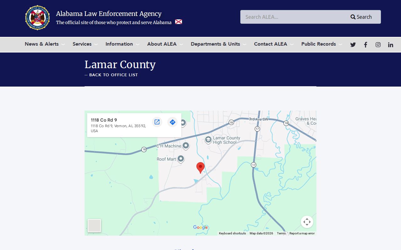 Lamar County traffic court records ALEA driver license office at Lamar County Jail